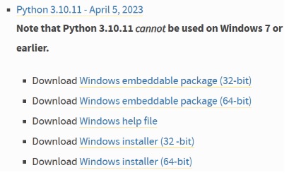descargas de Python en windows