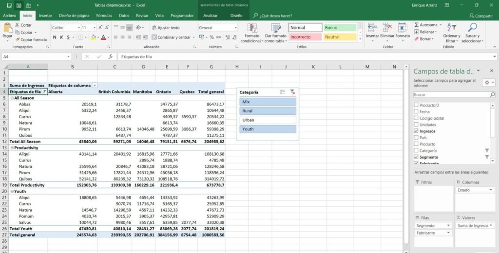 Tabla dinámica Excel