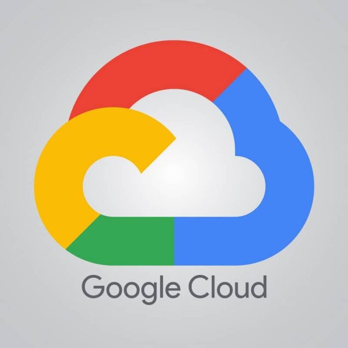 Logotipo oficial de Google Cloud Platform con fondo gris.
