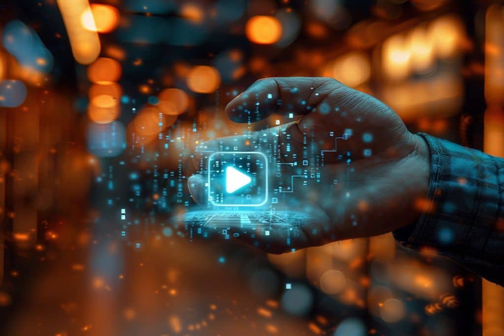 Cómo usar VEO 3 para generar vídeo con IA: mano sosteniendo icono de reproducción